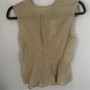 Anthropologie Tan Sleeveless Pleated Blouse